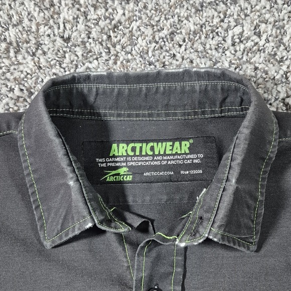 Arctic Cat  Distressed Garage Button Up Shirt Mens XL Snowmobile Mechanic - Picture 5 of 9